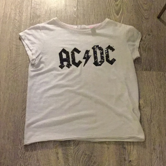 H&M | Tops | Acdc White Shirt With Black Glitter | Poshmark
